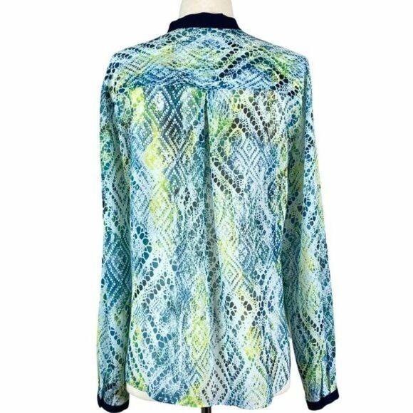 Tahari Long Sleeve Sheer Blouse Size Medium - Picture 3 of 8